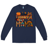 Navy one thankful mama Long Sleeve Tee - RacoonDesign