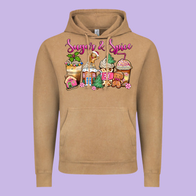 Vintage Hoodie sugar and spice pink gingerbread coffee cups