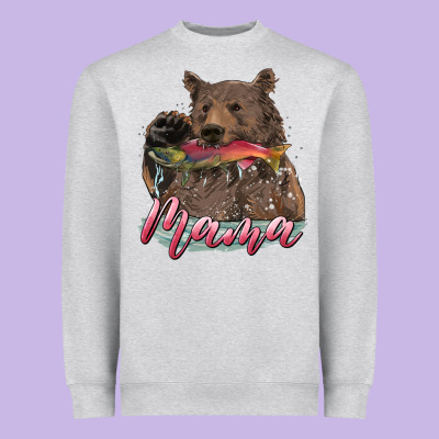 Heavyweight Sweatshirt Mother's Day Mama Bear Hunting Fish