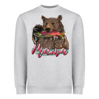 Heather Grey Mother's Day Mama Bear Hunting Fish Heavyweight Sweatshirt - RanaPortraitStore