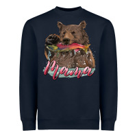 Navy Mother's Day Mama Bear Hunting Fish Heavyweight Sweatshirt - RanaPortraitStore