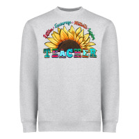 Heather Grey teacher sunflower listen encourage motivate inspir Heavyweight Sweatshirt - Zillion Design Studio