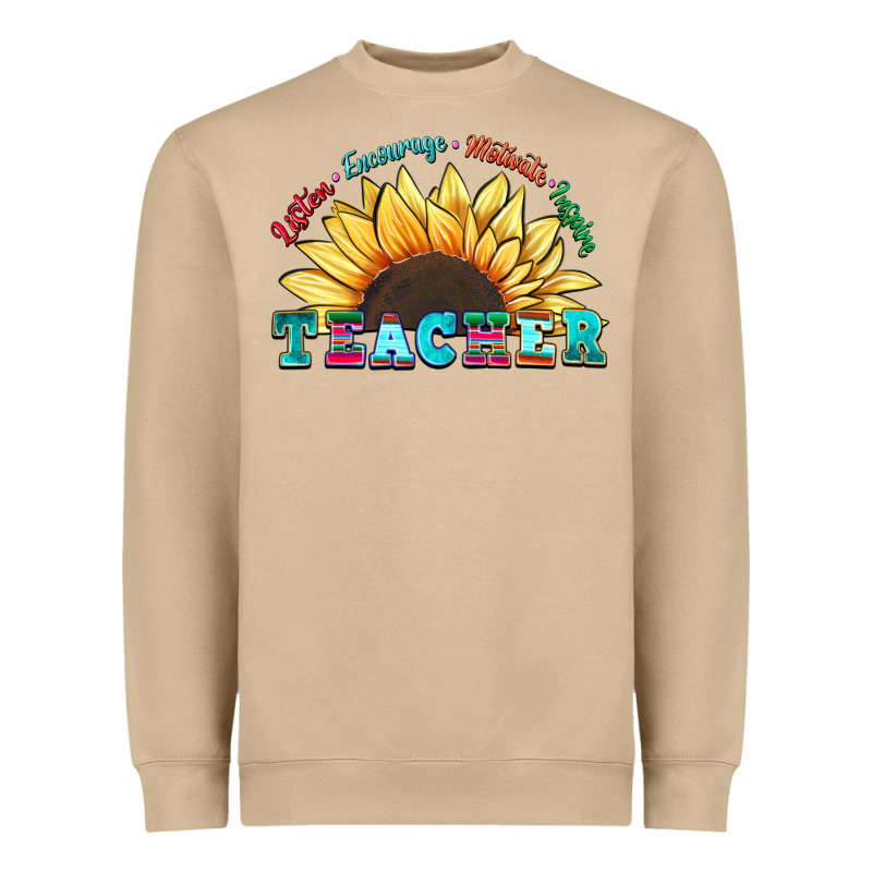 Teacher Sunflower Listen Encourage Motivate Inspir Heavyweight Sweatshirt by Zillion Design Studio | Teevron