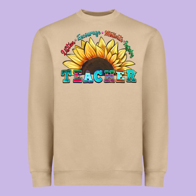 Teacher Sunflower Listen Encourage Motivate Inspir Heavyweight Sweatshirt Designed By Zillion Design Studio