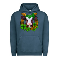Pigment Midnight Navy lucky horseshoe 4 leaf clover baby calf Urban Hoodie - Jasminsmagicworld