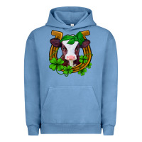 Pigment Pebble Blue lucky horseshoe 4 leaf clover baby calf Urban Hoodie - Jasminsmagicworld