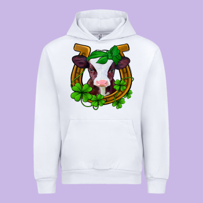 Lucky Horseshoe 4 Leaf Clover Baby Calf Urban Hoodie Designed By Jasminsmagicworld