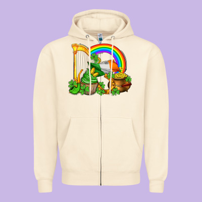St Patricks Day  Rainbow Shamrocks Zipper Hoodie Designed By Adodesignshop