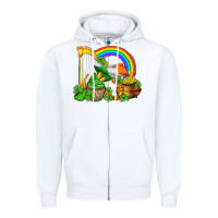 White st patricks day  rainbow shamrocks Zipper Hoodie - AdoDesignShop