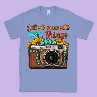 Collect Moments Not Things Sunflower Gemstone Vintage Camera Classic Tee Designed By Fadigitalartstudio