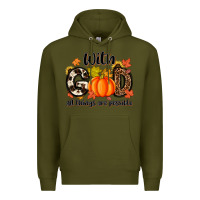 Army Green with god all things are possible Premium Hoodie - MaliasSmallBusiness