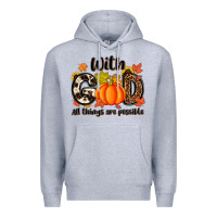 Heather Grey with god all things are possible Premium Hoodie - MaliasSmallBusiness