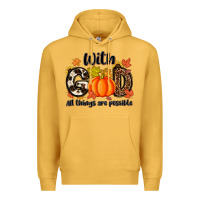 Mustard with god all things are possible Premium Hoodie - MaliasSmallBusiness