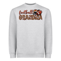 Heather Grey football grandma with leopard Heavyweight Sweatshirt - texasbilliewilder