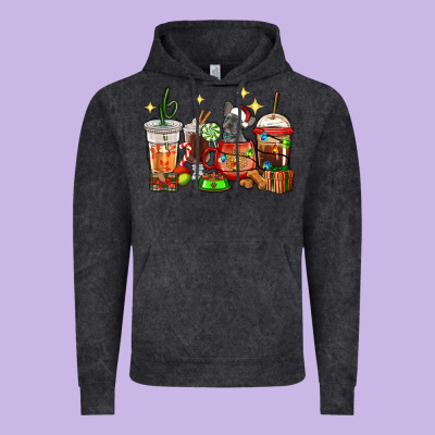 Vintage Hoodie Christmas coffee cups with French Bulldog