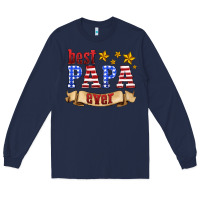 Navy best papa ever Long Sleeve Tee - HRA Design Shop