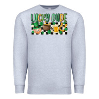 Heather Grey lucky dude Premium Sweatshirt - MaliasSmallBusiness