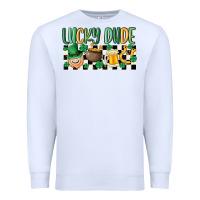 White lucky dude Premium Sweatshirt - MaliasSmallBusiness
