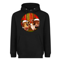 Black Christmas Cow, Heavyweight Hoodie - Jasminsmagicworld