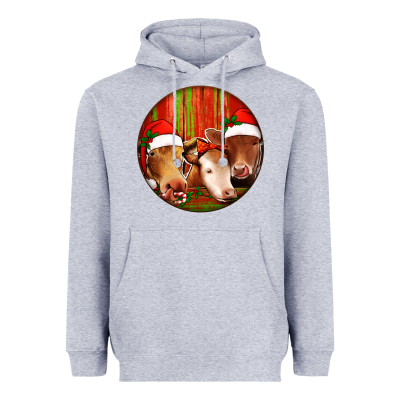 Christmas Cow, Heavyweight Hoodie by Jasminsmagicworld | Teevron