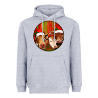 Heather Grey Christmas Cow, Heavyweight Hoodie - Jasminsmagicworld