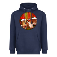 Navy Christmas Cow, Heavyweight Hoodie - Jasminsmagicworld
