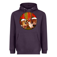 Plum Christmas Cow, Heavyweight Hoodie - Jasminsmagicworld