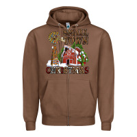 Chestnut small town christmas with barn and cactus Zipper Hoodie - AdoDesignShop