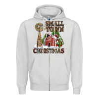 Dove Grey small town christmas with barn and cactus Zipper Hoodie - AdoDesignShop