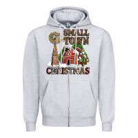 Heather Grey small town christmas with barn and cactus Zipper Hoodie - AdoDesignShop