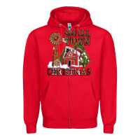 Red small town christmas with barn and cactus Zipper Hoodie - AdoDesignShop