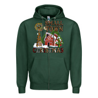 Sports Green small town christmas with barn and cactus Zipper Hoodie - AdoDesignShop
