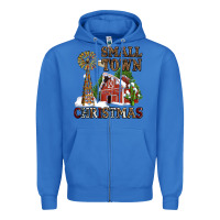 True Royal small town christmas with barn and cactus Zipper Hoodie - AdoDesignShop