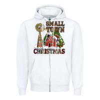 White small town christmas with barn and cactus Zipper Hoodie - AdoDesignShop