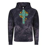 Cloud Black gemstone cross with sunflowers and butterflies Vintage Hoodie - texasbilliewilder