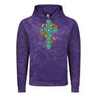 Cloud Purple gemstone cross with sunflowers and butterflies Vintage Hoodie - texasbilliewilder