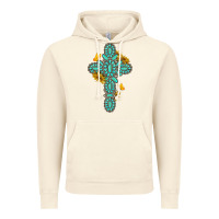 Vintage Artic gemstone cross with sunflowers and butterflies Vintage Hoodie - texasbilliewilder