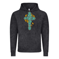 Vintage Black gemstone cross with sunflowers and butterflies Vintage Hoodie - texasbilliewilder