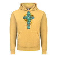 Vintage Mustard gemstone cross with sunflowers and butterflies Vintage Hoodie - texasbilliewilder