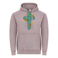 Vintage Zinc gemstone cross with sunflowers and butterflies Vintage Hoodie - texasbilliewilder