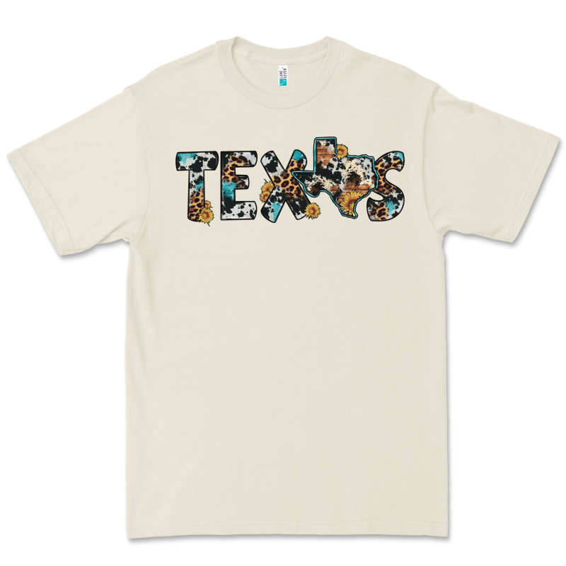 Texas Sunflower Cowhide Leopard Texas Map Premium Tee by Artiststas | Teevron