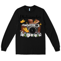 Black photographer floral butterfly film roll vintage camera Long Sleeve Tee - FaDigitalArtStudio