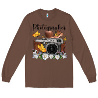 Chestnut photographer floral butterfly film roll vintage camera Long Sleeve Tee - FaDigitalArtStudio