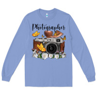 Colony Blue photographer floral butterfly film roll vintage camera Long Sleeve Tee - FaDigitalArtStudio