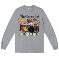 Heather Grey photographer floral butterfly film roll vintage camera Long Sleeve Tee - FaDigitalArtStudio