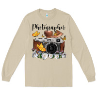 Mushroom photographer floral butterfly film roll vintage camera Long Sleeve Tee - FaDigitalArtStudio
