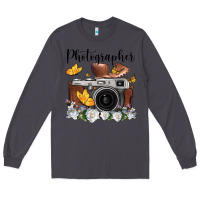 Smoke photographer floral butterfly film roll vintage camera Long Sleeve Tee - FaDigitalArtStudio