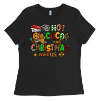 Black hot cocoa and christmas movies Ladies Tee - AdoDesignShop