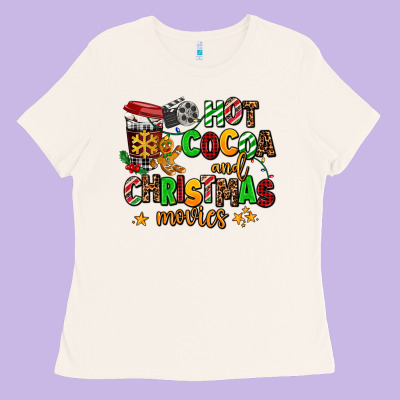Hot Cocoa And Christmas Movies Ladies Tee Designed By Adodesignshop