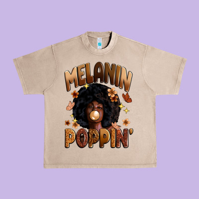 Melanin Poppin Urban Heavy Tee Designed By Zillion Design Studio